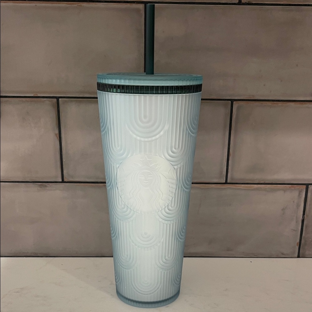 Starbucks Teal Textured Tumbler with Straw 24oz NWT